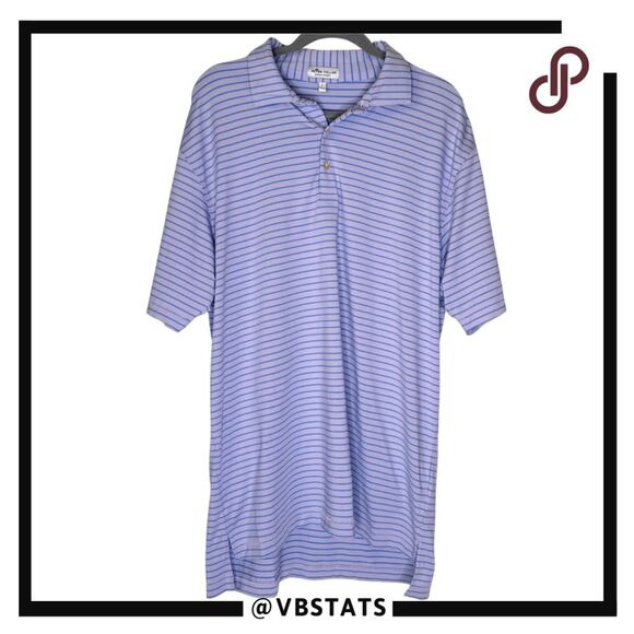 Peter Millar Men’s Striped Summer Comfort Golf Polo Shirt Purple Blue Size Large - Picture 1 of 7